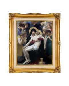 8"x10" Bouguereau: Pieta Textured Art in a 12"x14" Ornate Antiqued Gold Frame with Inner Linen Border
