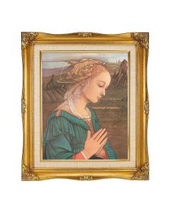 8"x10" Lippi: Madonna Textured Art in a 12"x14" Ornate Antiqued Gold Frame with Inner Linen Border