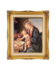 8"x10" Bottecelli: Madonna del Libro Textured Art in a 12"x14" Ornate Antiqued Gold Frame with Inner Linen Border
