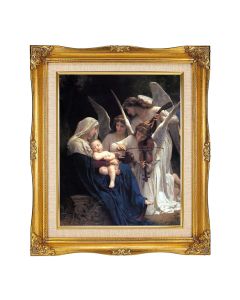 8"x10" Bouguereau: Heavenly Melody Textured Art in a 12"x14" Ornate Antiqued Gold Frame with Inner Linen Border