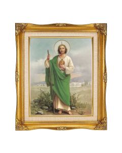 8"x10" St. Jude Textured Art in a 12"x14" Ornate Antiqued Gold Frame with Inner Linen Border 