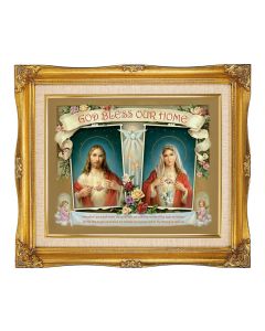 8"x10" House Blessing Textured Art in a 12"x14" Ornate Antiqued Gold Frame with Inner Linen Border 