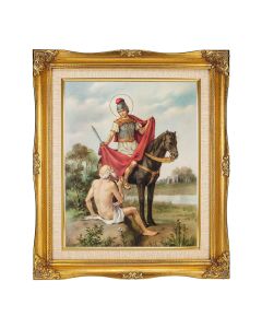 8"x10" St. Martin Caballero Textured Art in a 12"x14" Ornate Antiqued Gold Frame with Inner Linen Border 