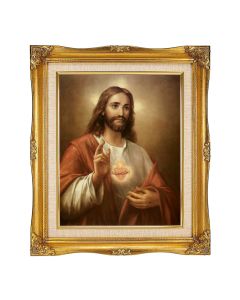 8"x10" Textured Art S.H.J. in a 12"x14" Ornate Antiqued Gold Frame with Inner Linen Border