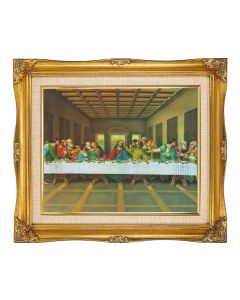 8"x10" The Last Supper Textured Art in a 12"x14" Ornate Antiqued Gold Frame with Inner Linen Border 