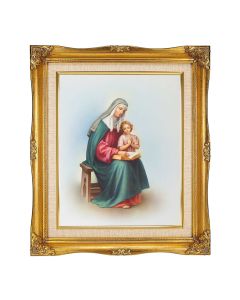 8"x10" St. Anne Textured Art in a 12"x14" Ornate Antiqued Gold Frame with Inner Linen Border