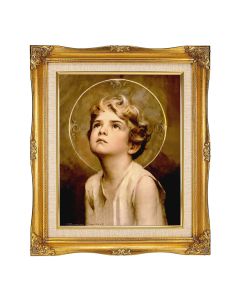 8"x10" Chambers: Divine Innocence Textured Art in a 12"x14" Ornate Antiqued Gold Frame with Inner Linen Border 