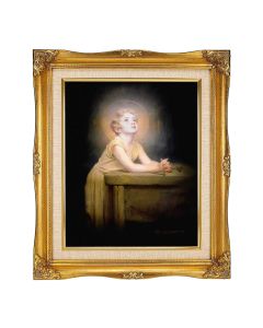 8"x10" Chambers: Thy Will Be Done Textured Art in a 12"x14" Ornate Antiqued Gold Frame with Inner Linen Border 
