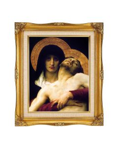  8"x10" Pieta Textured Art in a 12"x14" Ornate Antiqued Gold Frame with Inner Linen Border 