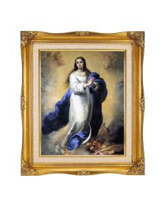 8"x10" Print of Immaculate Conception Textured Art in a 12"x14" Ornate Antiqued Gold Frame with Inner Linen Border