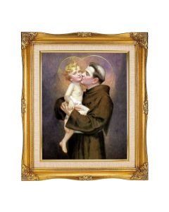 8"x10" Chambers: St. Anthony Kissing Jesus Textured Art in a 12"x14" Ornate Antiqued Gold Frame with Inner Linen Border 