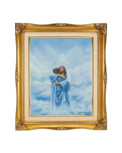8"x10" Welcome Home-The Reunion Textured Art in a 12"x14" Ornate Antiqued Gold Frame with Inner Linen Border