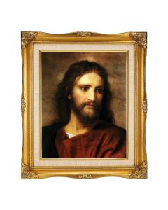 8"x10" Hoffman: Christ at 33 Textured Art in a 12"x14" Ornate Antiqued Gold Frame with Inner Linen Border 