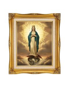 8"x10" Mary Immaculate of the Sun Textured Art in a 12"x14" Ornate Antiqued Gold Frame with Inner Linen Border 