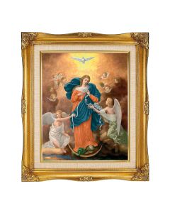 8"x10" Our Lady Untier of Knots Textured Art in a 12"x14" Ornate Antiqued Gold Frame with Inner Linen Border