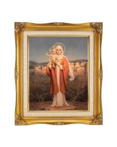 8"x10" Chambers: O.L. of Jerusalem Textured Art in a 12"x14" Ornate Antiqued Gold Frame with Inner Linen Border