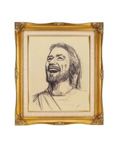 8"x10" Segura: Joyful Christ Textured Art in a 12"x14" Ornate Antiqued Gold Frame with Inner Linen Border