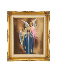 8"x10" Chambers: Mother of Christ in Agony Textured Art in a 2"x14" Ornate Antiqued Gold Frame with Inner Linen Border