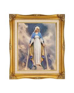 8"x10" Chambers: Our Lady of Grace Textured Art in a 12"x14" Ornate Antiqued Gold Frame with Inner Linen Border