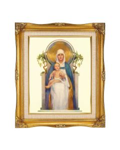 8"x10" Chambers: Queen of Heaven Textured Art in a 12"x14" Ornate Antiqued Gold Frame with Inner Linen Border