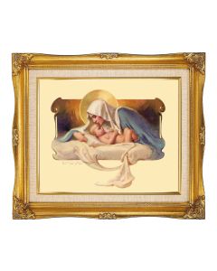 8"x10" Chambers: Mary Mode of All Mothers Textured Art in a 12"x14" Ornate Antiqued Gold Frame with Inner Linen Border 