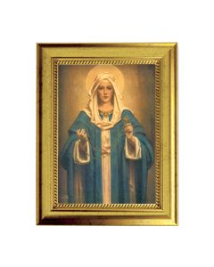 6 3/4" X 8 3/4" Gold Leaf Finish Frame with 5" X 7" Our Lady Of The Rosary Textured Art