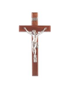 12" Walnut Wood Cross with Fine Pewter Corpus