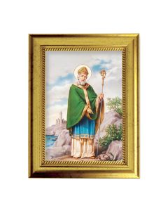 6 3/4" X 8 3/4" Gold Leaf Finish Frame with 5" X 7" Saint Patrick Textured Art