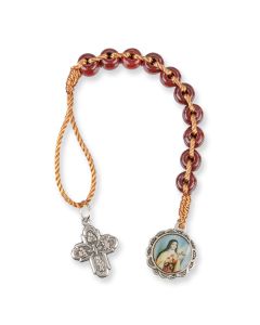 One Decade Saint Therese Wood Bead Hand Rosary