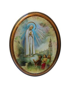 Our Lady of Fatima Oval Wood Plaque