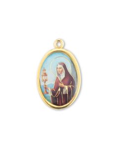 1" Saint Clare Gold Finish Picture Medal