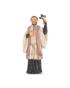 4" Cold Cast Resin Hand Painted Statue of Saint Francis Xavier in a Deluxe Window Box-P65