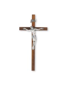 11" Walnut Cross with an Italian Silver Finish Corpus