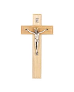 9" Oak Cross with Salerni Silver Tone Corpus