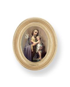 3 1/2" x 4 1/2" Gold Oval Frame with a Saint Joseph Print-P65