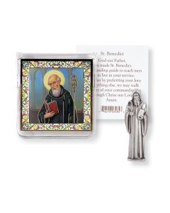 Saint Benedict Pocket Statue with Holy Card in a Clear Pouch-P65