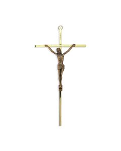 10" Brass Finish Cross with Museum Gold Finish Corpus-P65