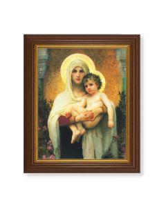 10 1/2" x 12 1/2" Walnut Finish Beveled Frame with 8" x 10" Madonna of the Roses Textured Art