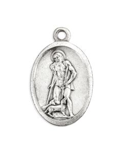 1" Oval Antiqued Silver Oxidized Saint Lazarus Medal