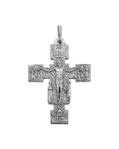 2" Silver Oxidized Christ Risen Crucifix
