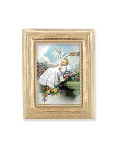 3 3/4" x 4 1/2" Gold Frame with a Baptism Print-P65