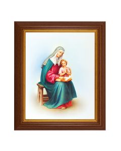 10 1/2" x 12 1/2" Walnut Finish Beveled Frame with 8" x 10" St. Anne Textured Art