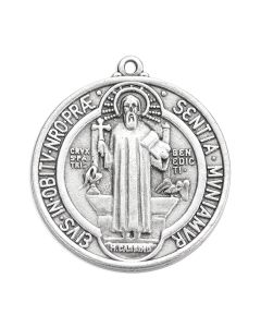 2 1/4" St. Benedict Jubilee Medal in Antiqued Silver Finish
