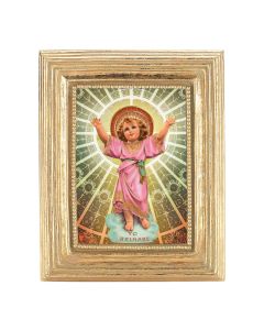 3 3/4" x 4 1/2" Gold Frame with Divino Nino Gold Stamped Print- P65