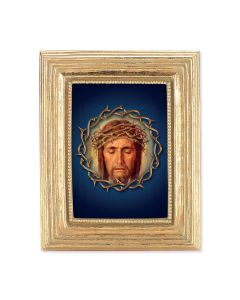 3 3/4" x 4 1/2" Gold Frame with Holy Face Gold Stamped Print-P65