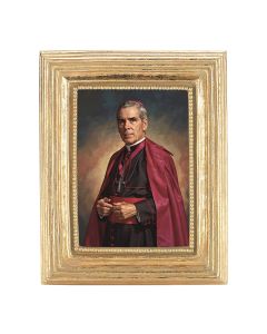 3 3/4" x 4 1/2" Gold Frame with an Archbishop Fulton Sheen (Bust) Print- P65 STICKER