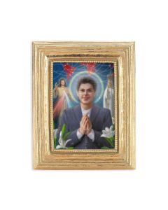 Saint Carlo Acutis Print in a 3 3/4" x 4 1/2" Gold Frame -P65