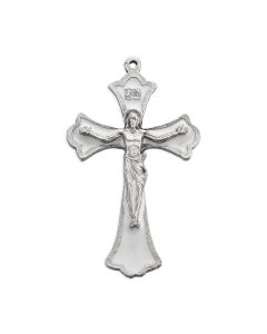2 1/8 " Antiqued Silver Oxidized Crucifix with White Epoxied Inlay