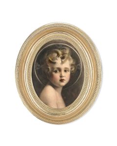 3 1/2" x 4 1/2" Gold Oval Frame with a Light of the World Print-P65