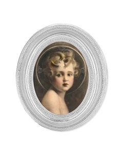 3 1/2" x 4 1/2" Silver Oval Frame with a Chambers: Light of the World Print